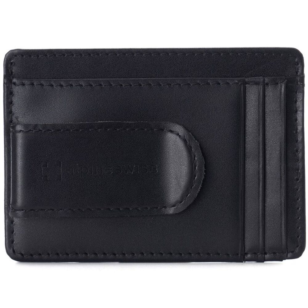 Alpine Swiss Mens RFID Safe Money Clip Minimalist Wallet ID Window Card Holder